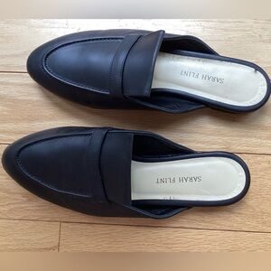 Sarah Flint Alysia Black Leather Slip-On Loafer Mules - Size 38